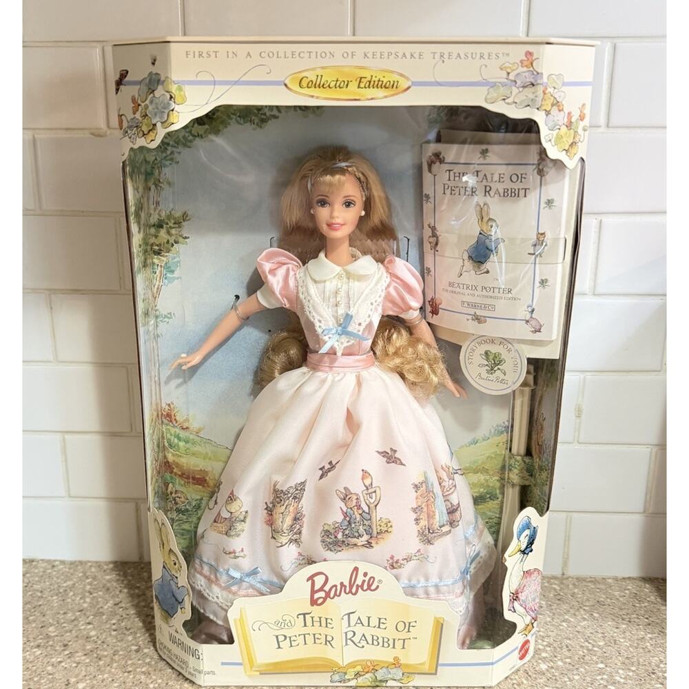 Vintage 1997 BARBIE THE TALE OF PETER RABBIT Keepsake Collector Ed Pink Dress